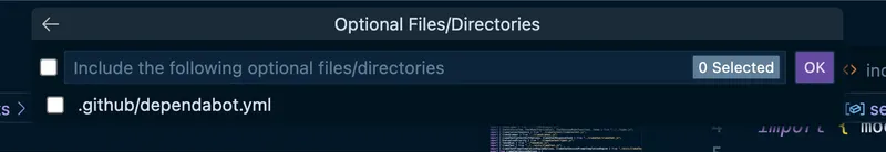 Dialog for selecting optional configuration files