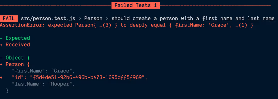The test fails because of a random id