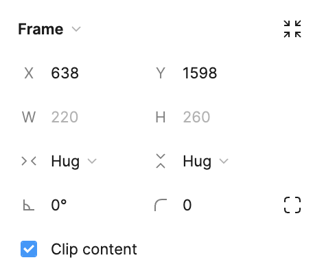 Figma auto layout's hug frame size option
