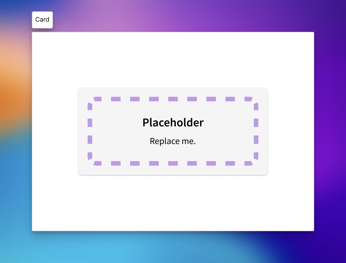 Card component with a placeholder