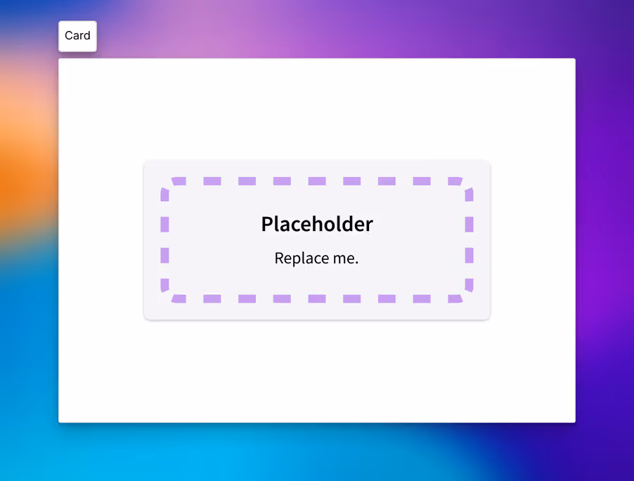 Card component with a placeholder