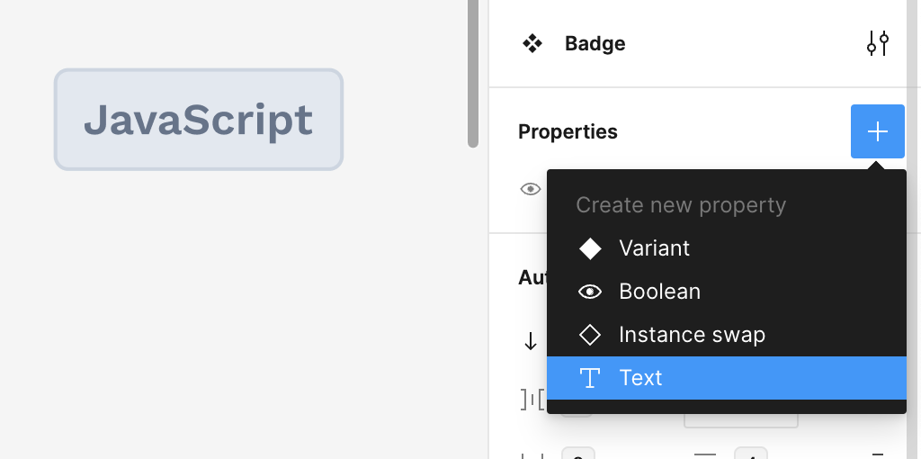 Text property for components