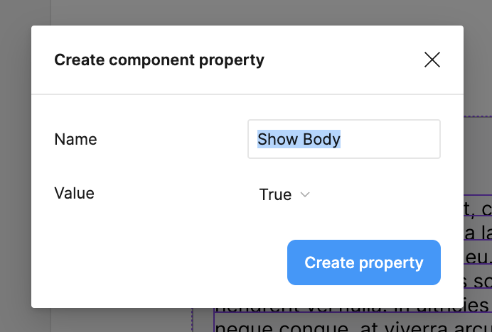 Create a boolean property for the callout body