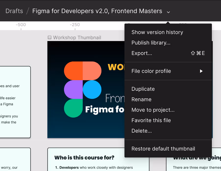 The File Menu in Figma