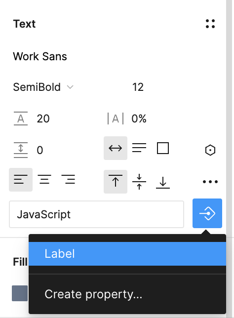 Setting a text property on a component