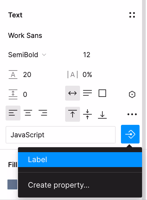 Setting a text property on a component