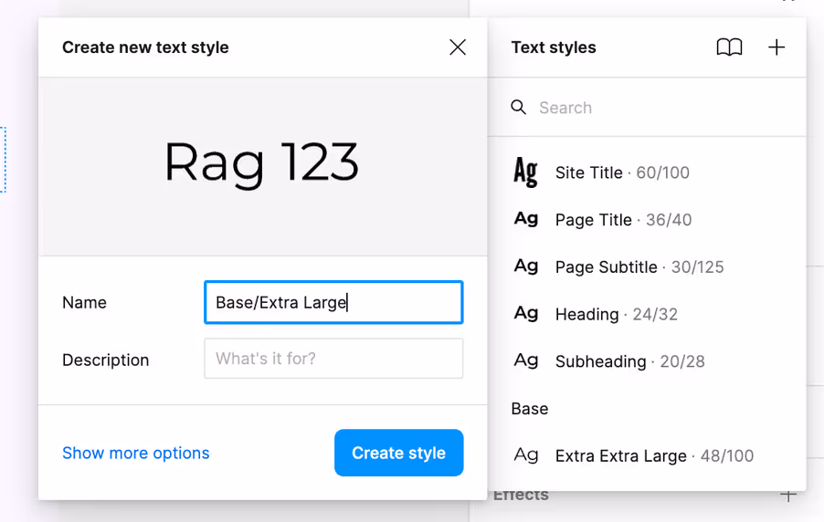 Using a slash in the title of a style will add a layer of organization