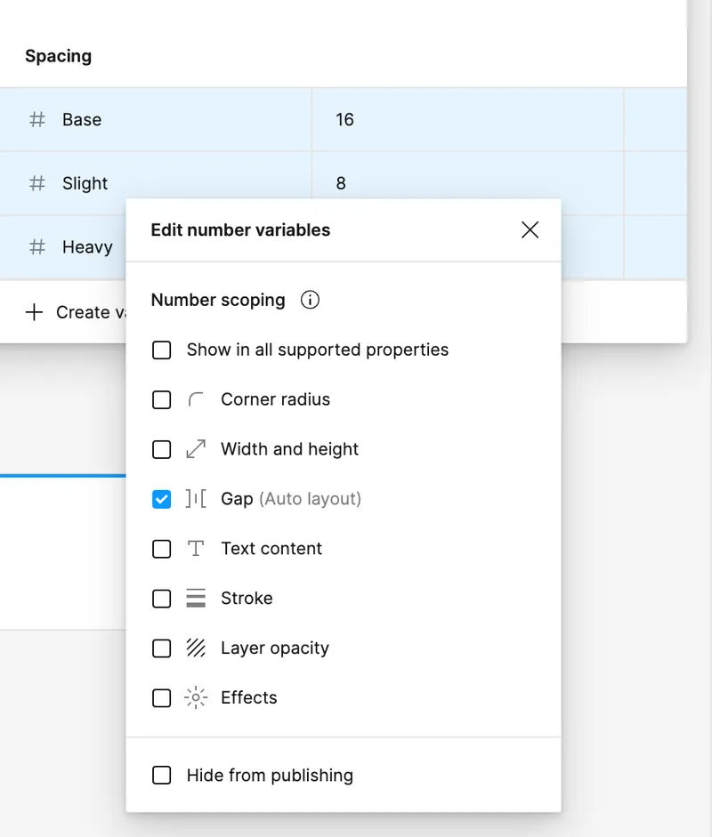 Some spacing values in Figma