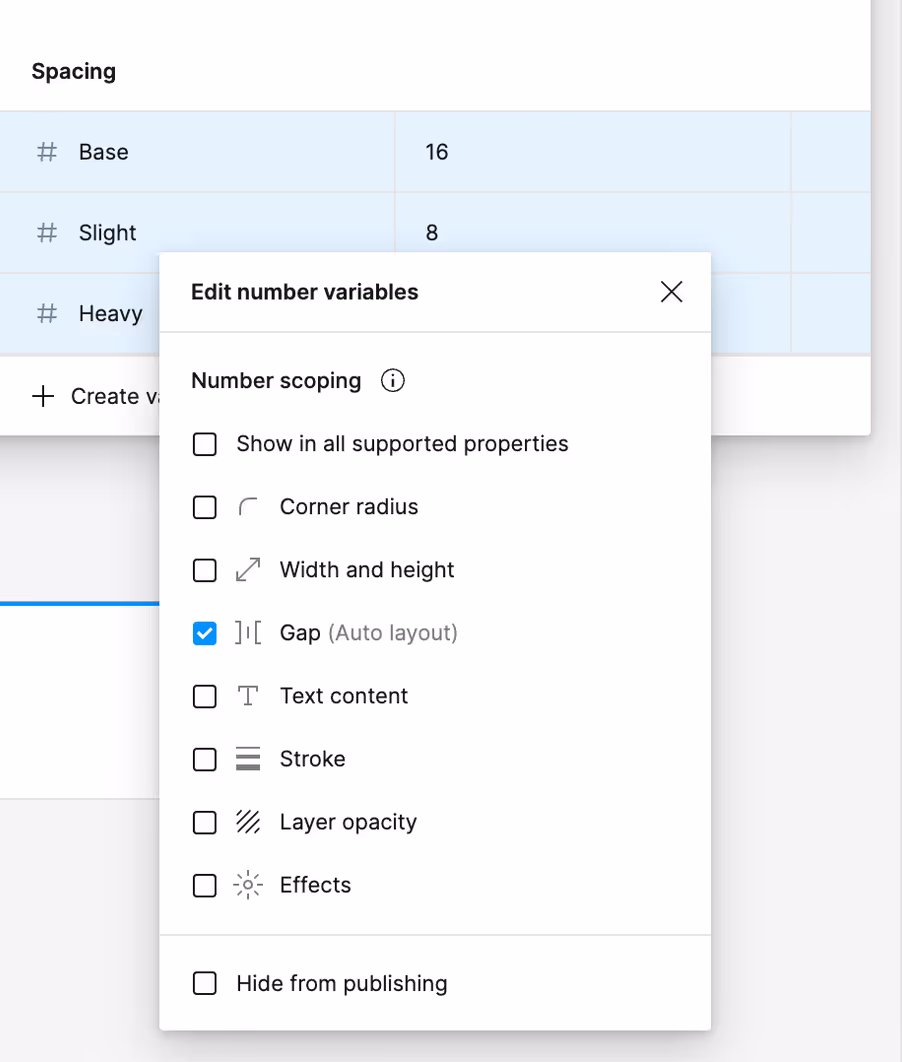 Some spacing values in Figma