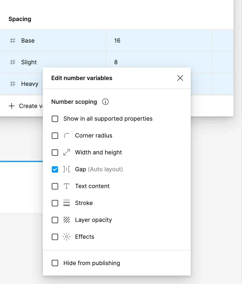 Some spacing values in Figma
