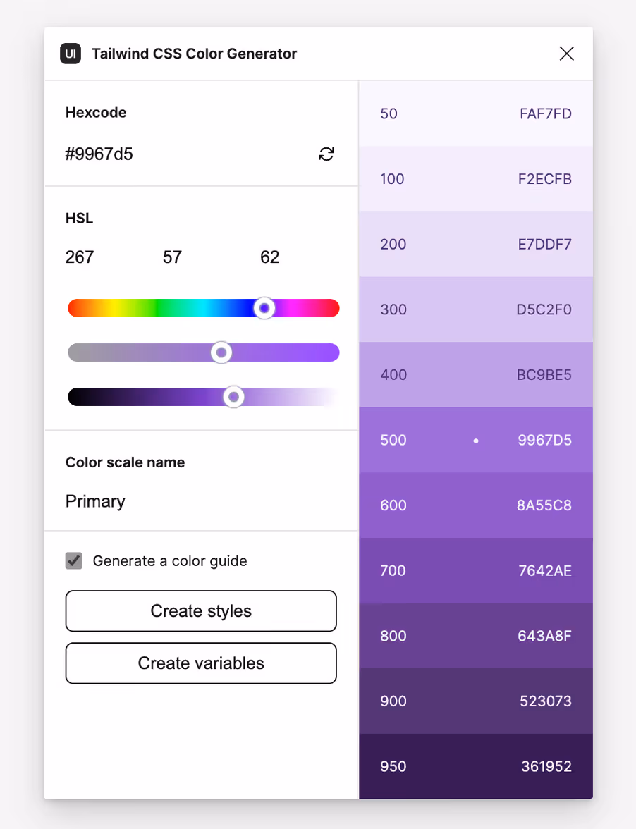 Tailwind CSS Color Generator