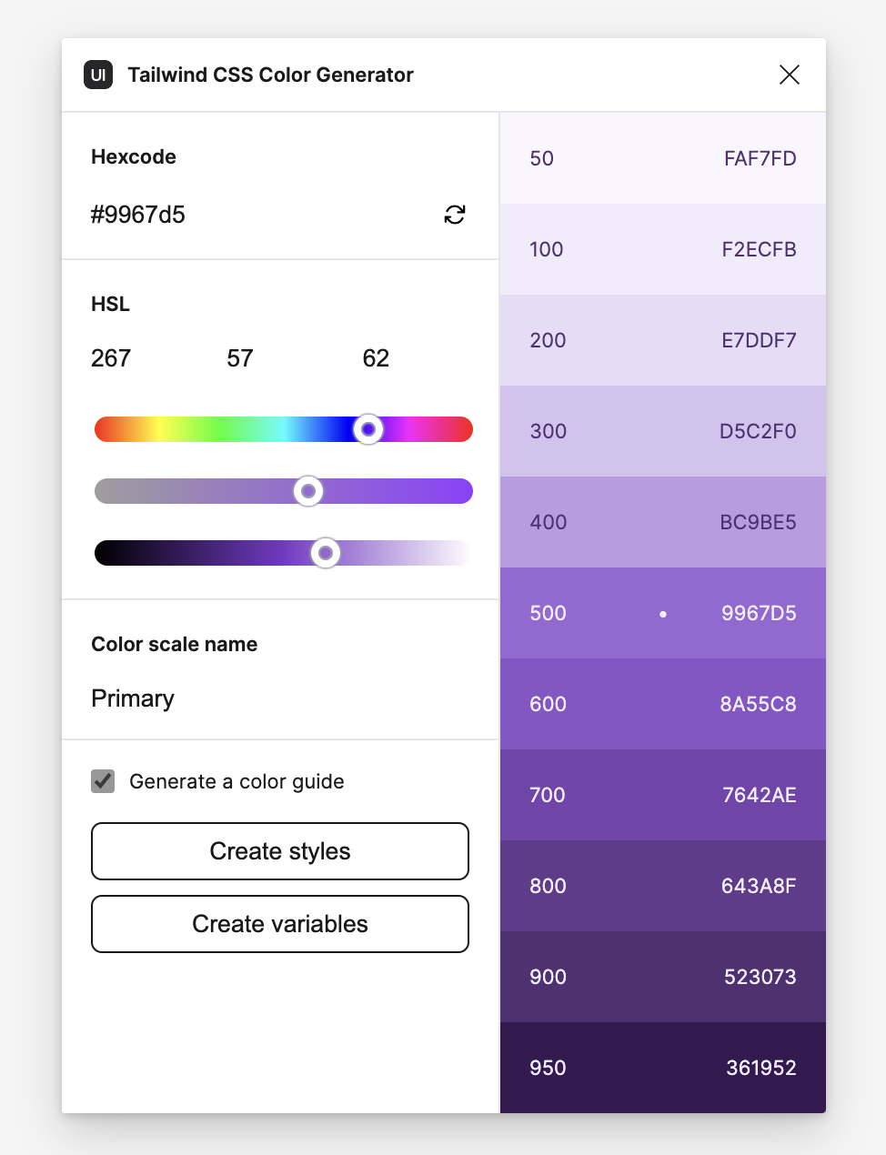 Tailwind CSS Color Generator