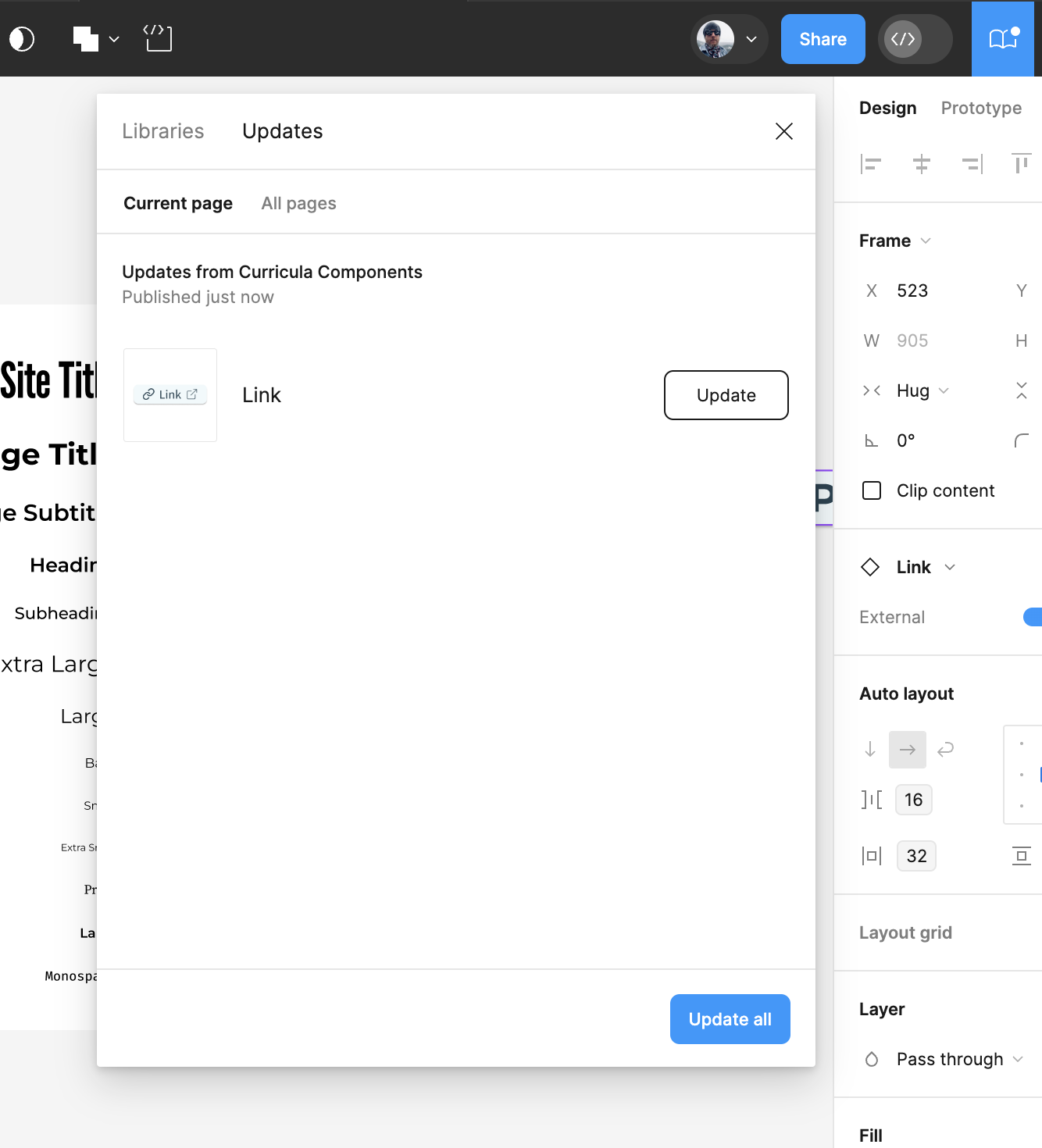 Updating a Figma library