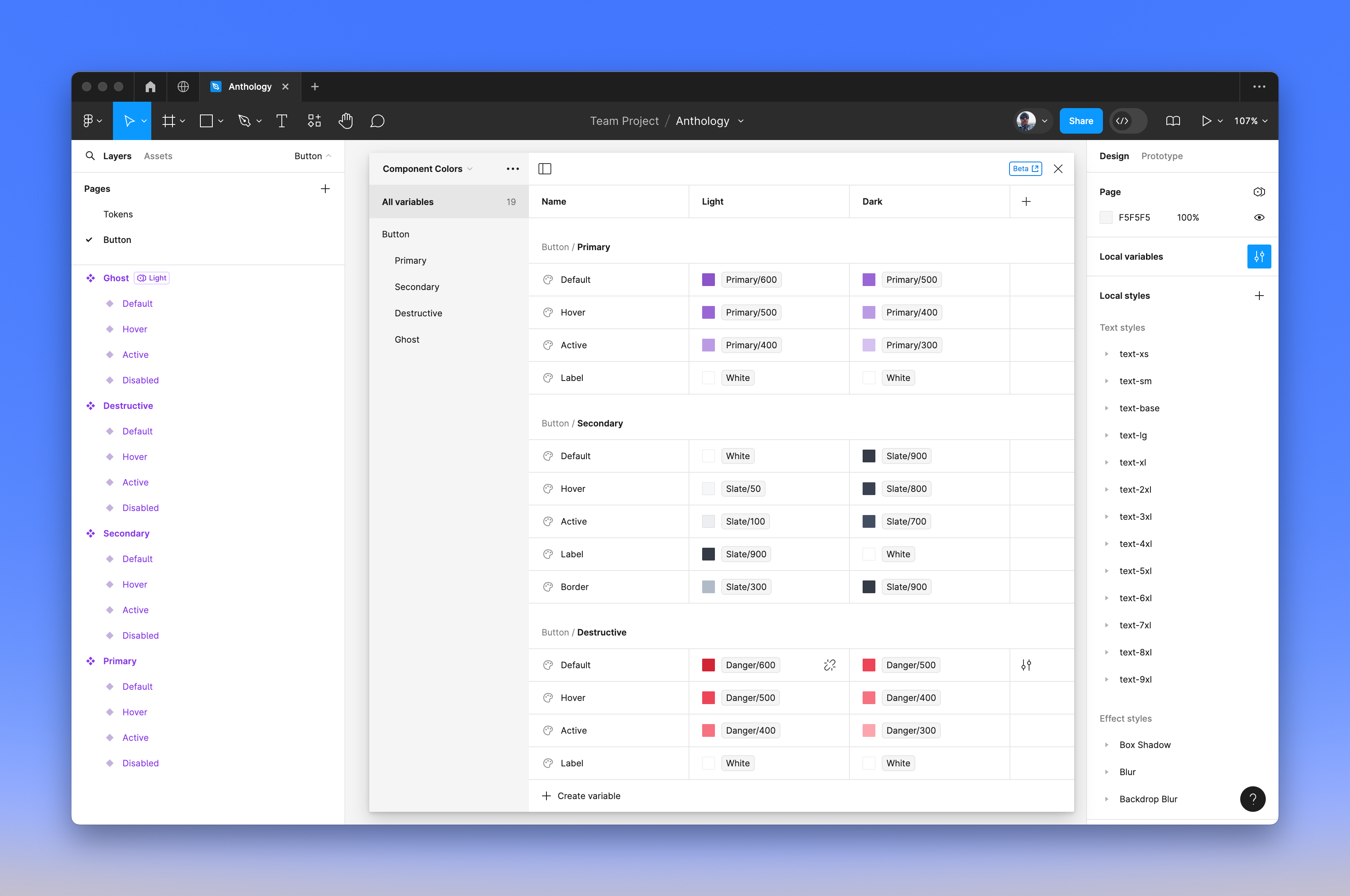 Figma variables for dark mode