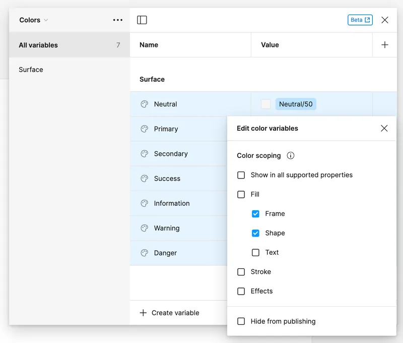 Scoping colors with Figma variables