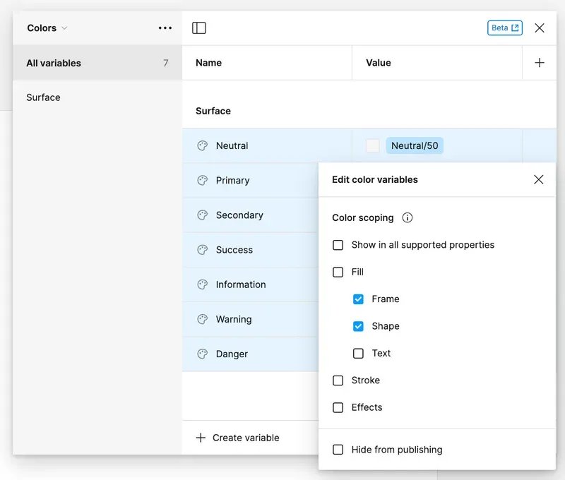 Scoping colors with Figma variables