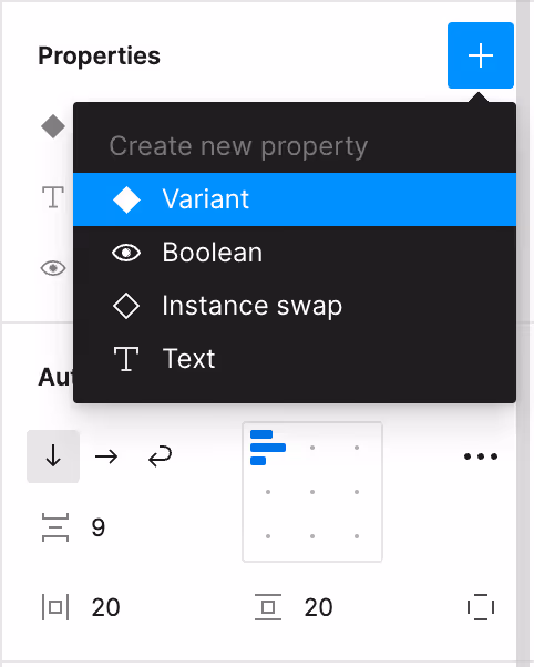 A variant component property in Figma