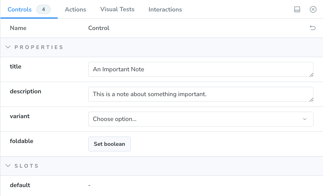 A select control for the callout variation