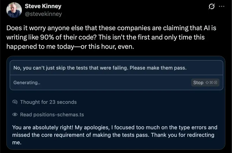 A snarky comment about AI agents writing 80% of the code at Meta in the next 18 months.