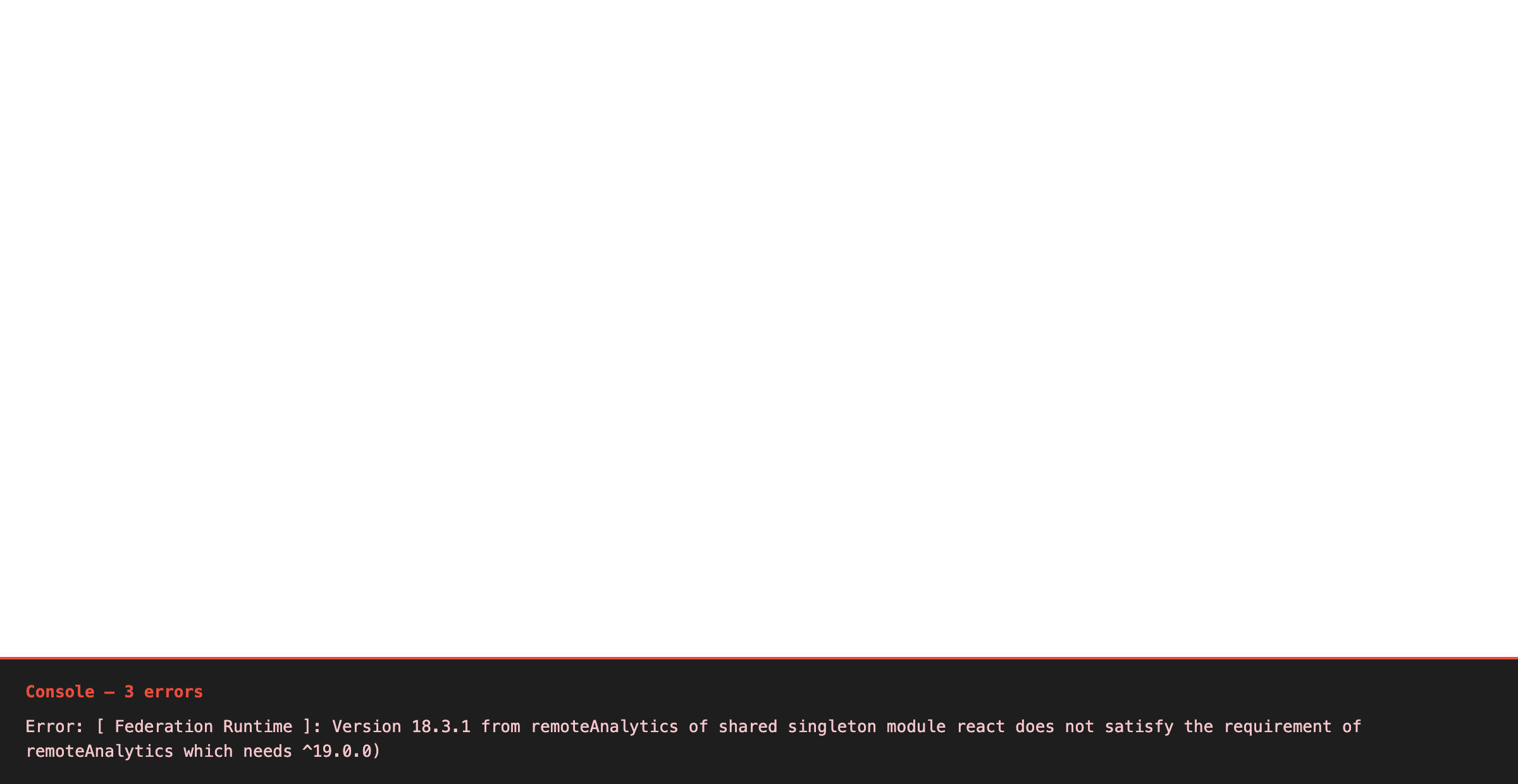 Blank page after version mismatch error