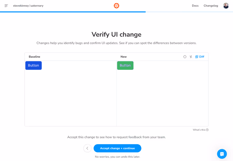 Chromatic's visual regression review interface
