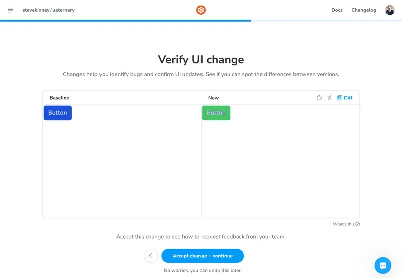 Chromatic's visual regression review interface