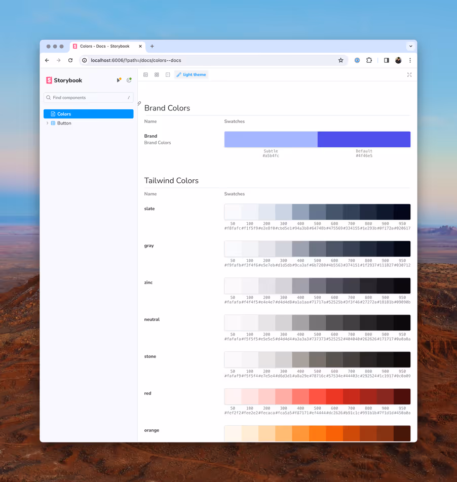 A color palette based on Tailwind's default theme