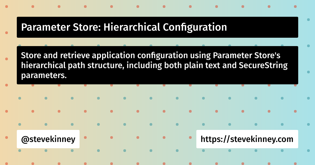 Store Control Parameter Parameter Store: Hierarchical Configuration | Deploying Web ...