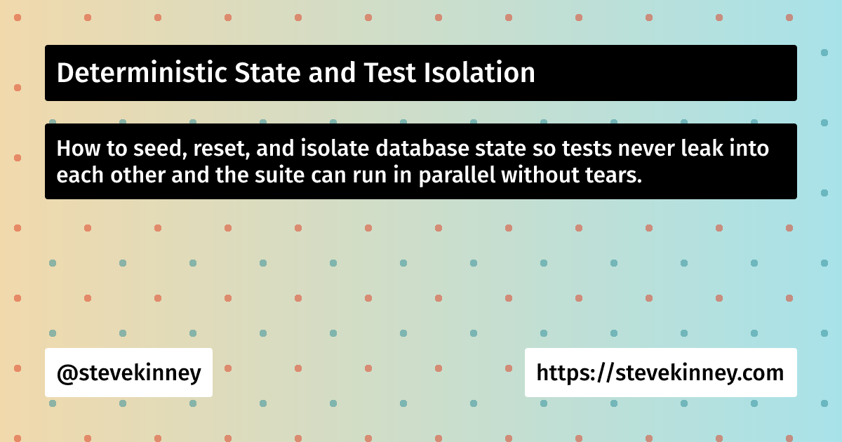 Deterministic State and Test Isolation | Self-Testing AI Agents | Steve ...