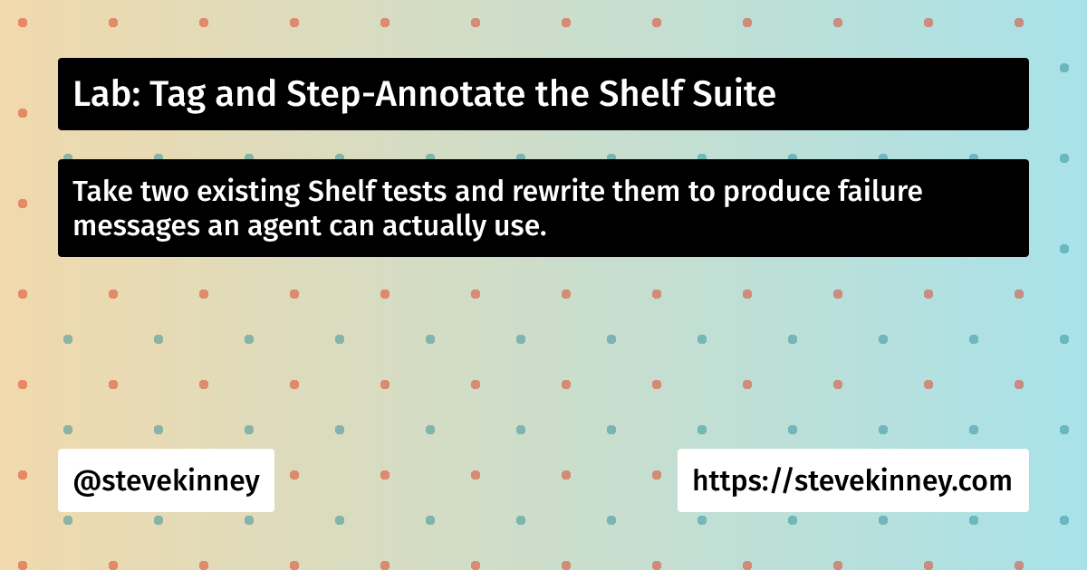 Lab: Tag and Step-Annotate the Shelf Suite | Self-Testing AI Agents ...