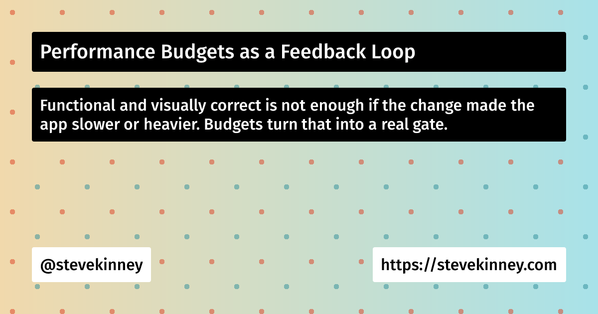 Performance Budgets as a Feedback Loop | Self-Testing AI Agents | Steve ...